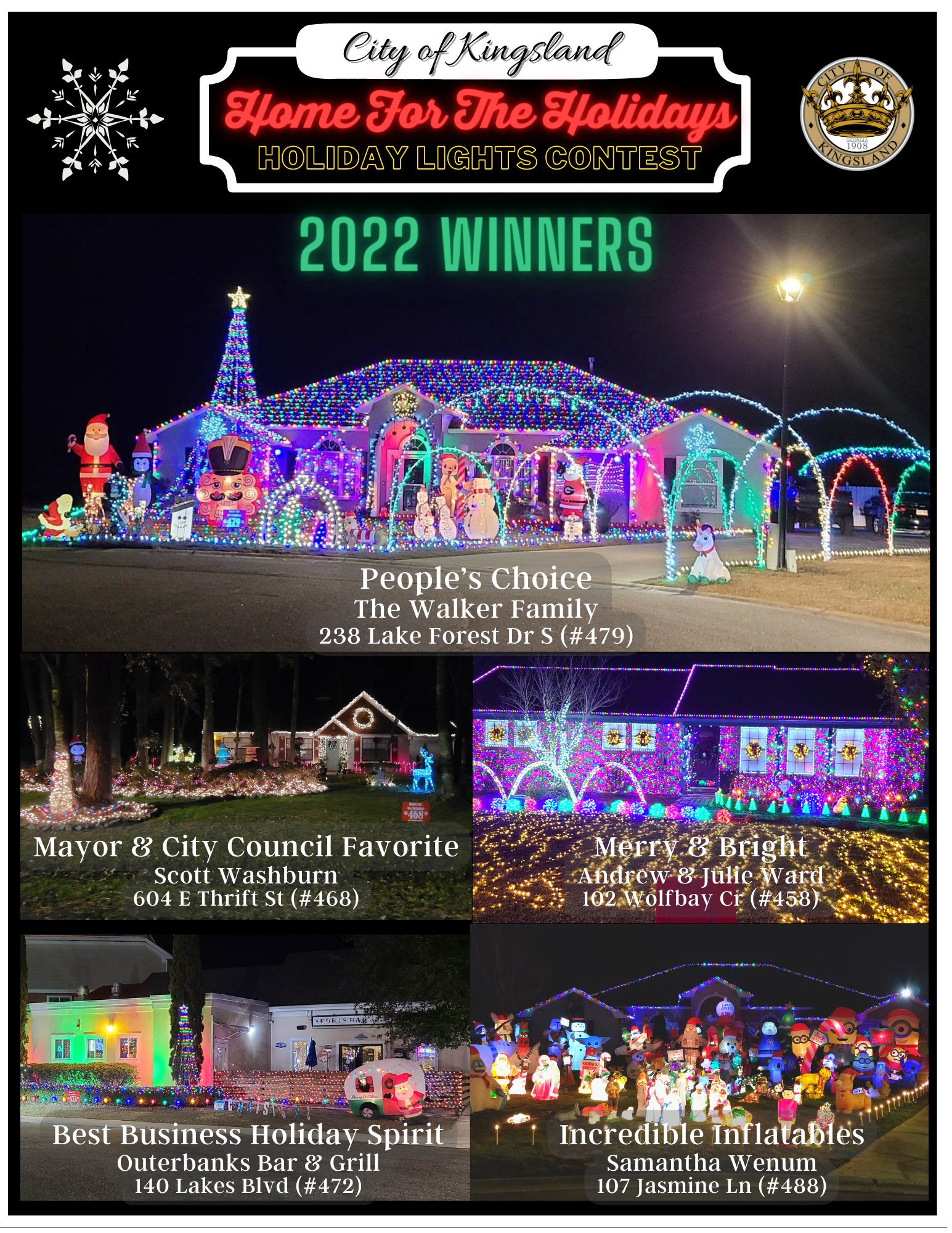 2022 Holiday Lights Decorating Contest Winners