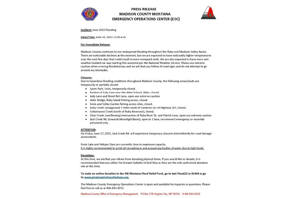 Madison County Sheriff’s Office: Press Release