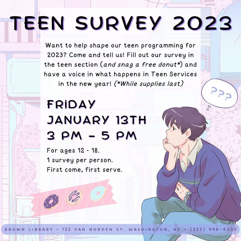 GEORGE H. & LAURA E. BROWN LIBRARY: Survey For Teen Programming for 2023