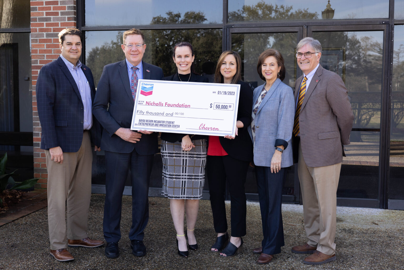 Chevron Donated K to Develop Nicholls Bayou Region Incubator and the Student Entrepreneur & Innovation Center Chevron Donated K to Develop Nicholls Bayou Region Incubator and the Student Entrepreneur & Innovation Center