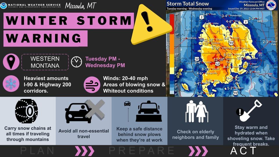 A Winter Storm Warning is in Effect Throughout Western Montana A Winter Storm Warning is in Effect Throughout Western Montana