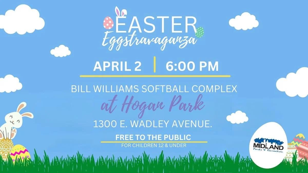 The City of Midland will host its 10th annual Easter Eggstravaganza on Thursday, April 2, at the Bill Williams Softball Complex in Hogan Park.