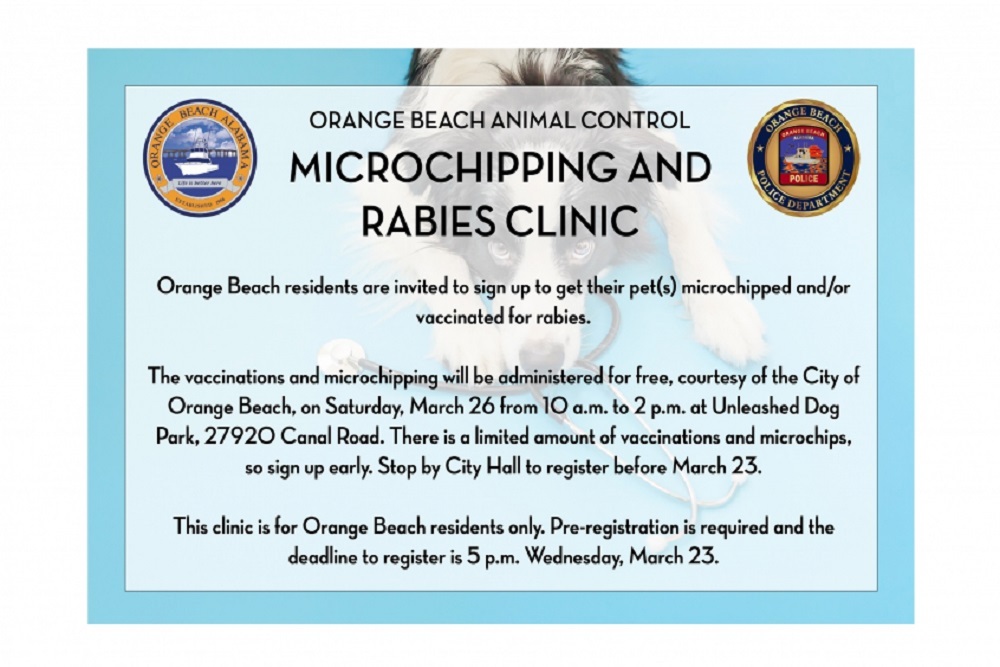 Orange Beach Animal Control to host free rabies and microchip clinic