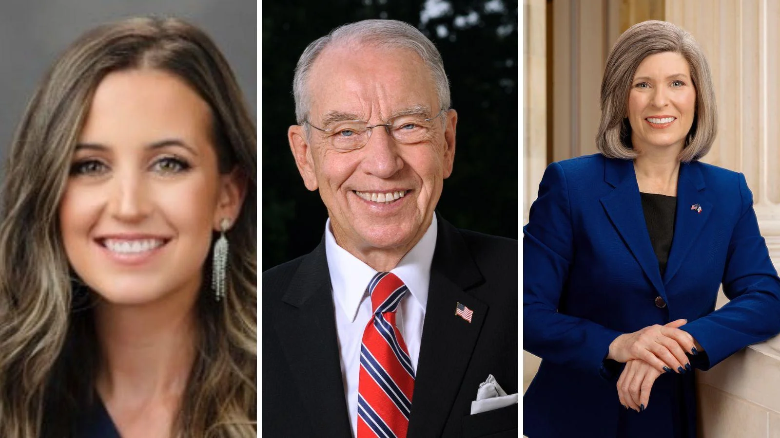 Haleigh Laverty, communications specialist, Defense Credit Union Council, left, U.S. Sens. Chuck Grassley (R), center, and Joni Ernst (R) Haleigh Laverty, communications specialist, Defense Credit Union Council, left, U.S. Sens. Chuck Grassley (R), center, and Joni Ernst (R)