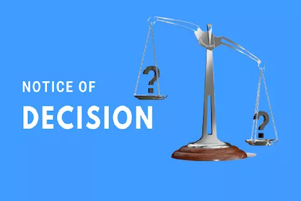 Notice of Decision Notice of Decision
