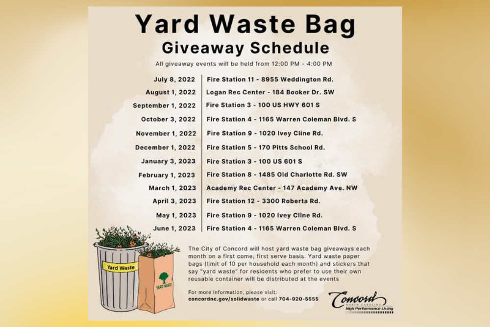 CITY OF CONCORD: Yard Waste Bag Give-away Schedule CITY OF CONCORD: Yard Waste Bag Give-away Schedule