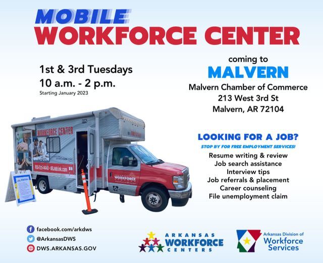 MALVERN – HOT SPRING COUNTY CHAMBER OF COMMERCE: Mobile Workforce Center MALVERN – HOT SPRING COUNTY CHAMBER OF COMMERCE: Mobile Workforce Center