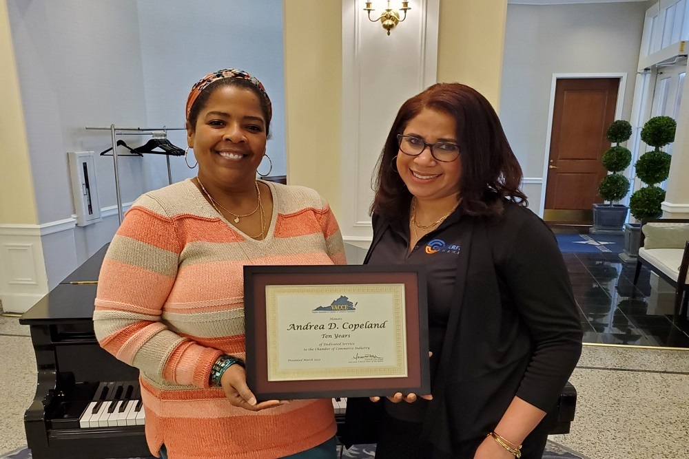 Andrea Copeland Recognized for Chamber Service