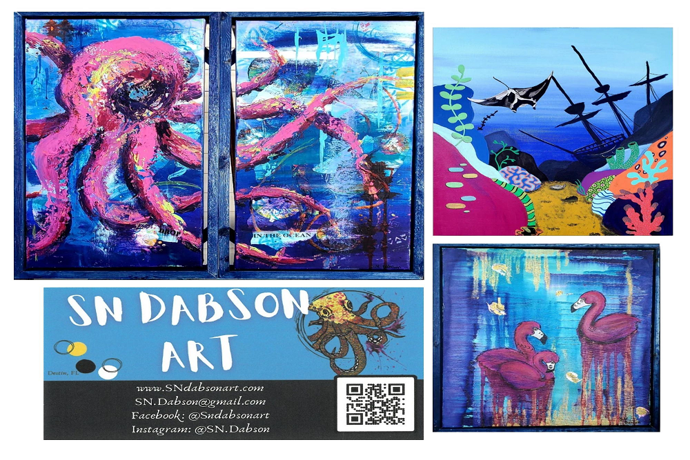 Bold, Colorful Aquatic Art Display at the Destin Library