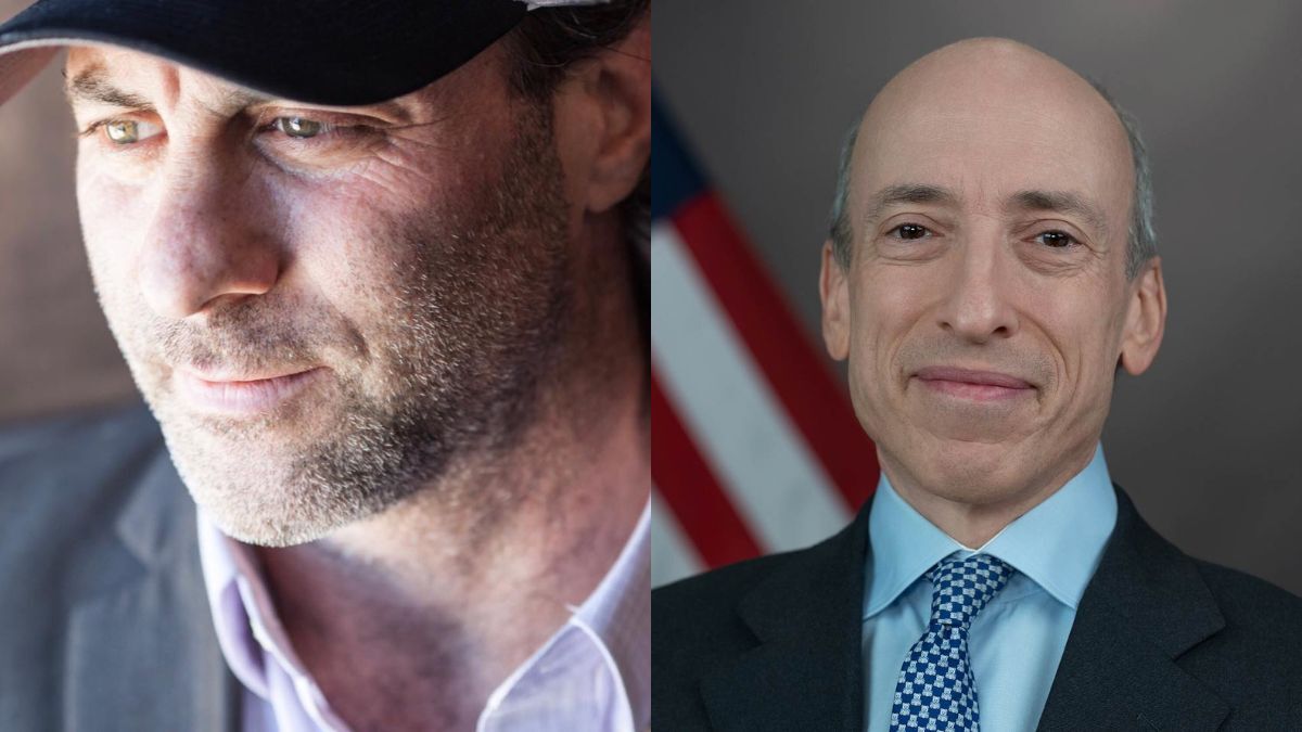 Edward "Coach" Weinhaus, lawyer and Bitcoin entrepreneur.  SEC Chair Gary Gensler. - Facebook/eddie.weinhaus; sec.gov