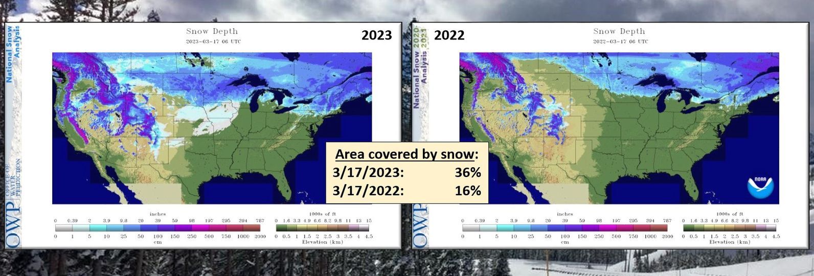 US National Weather Service: Big Difference in Snow Cover Across the U.S.