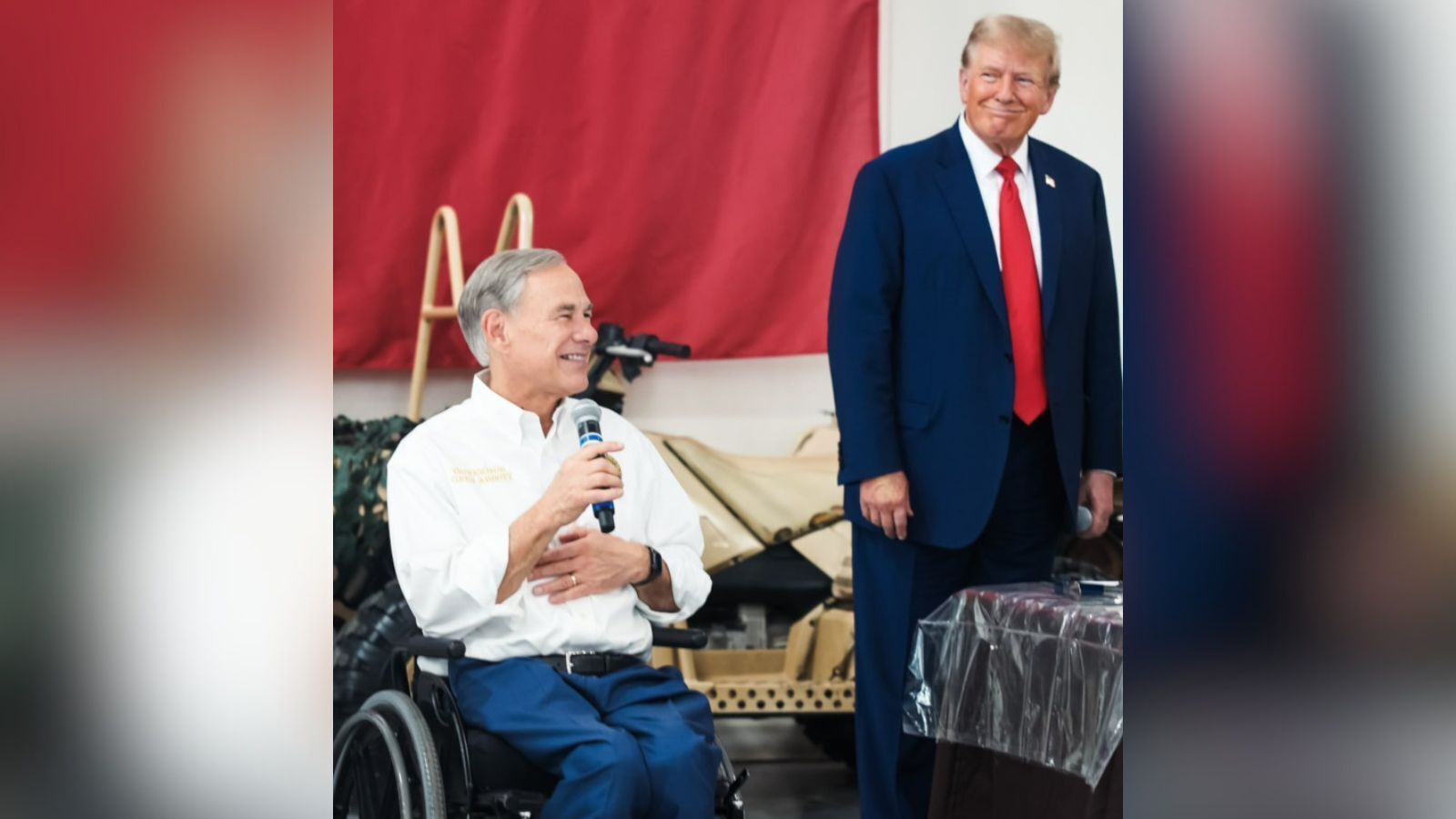 Trump, Abbott serve Thanksgiving dinner to Operation Lone Star service members