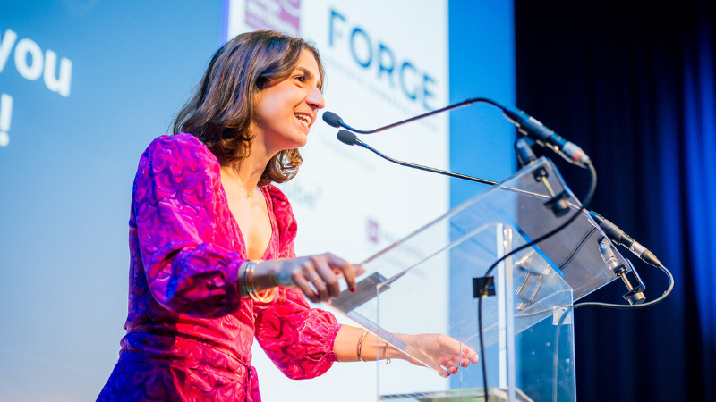 Adan President Faustine Fleuret delivering remarks at the Web3 Leaders Forum