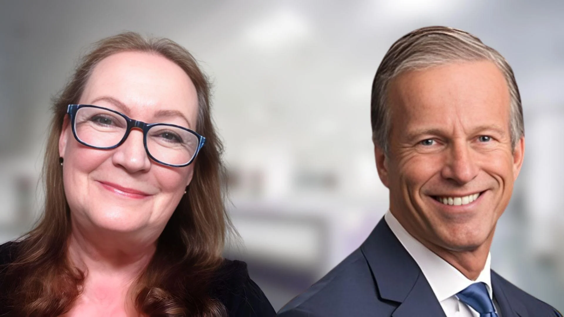 Lynn Taylor, Virginia Institute for Public Policy President (left), Senate Majority Leader John Thune (right)