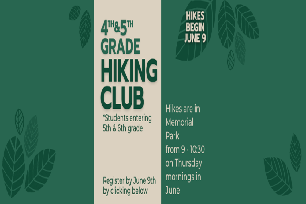 4th & 5th Grade Hiking Club on June 9