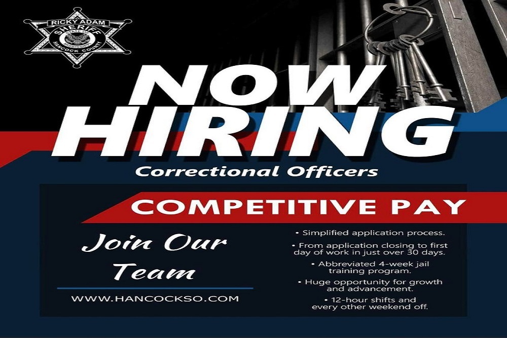 Hancock County Sheriff’s Office – HCSO Is Now Hiring Correctional Officers Hancock County Sheriff’s Office – HCSO Is Now Hiring Correctional Officers