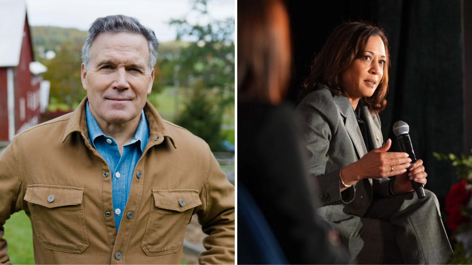 U.S. Sen. candidate Dave McCormick (R-Pa.), left, and Vice President Kamala Harris (D) - Davemccormickpa.com/ / X