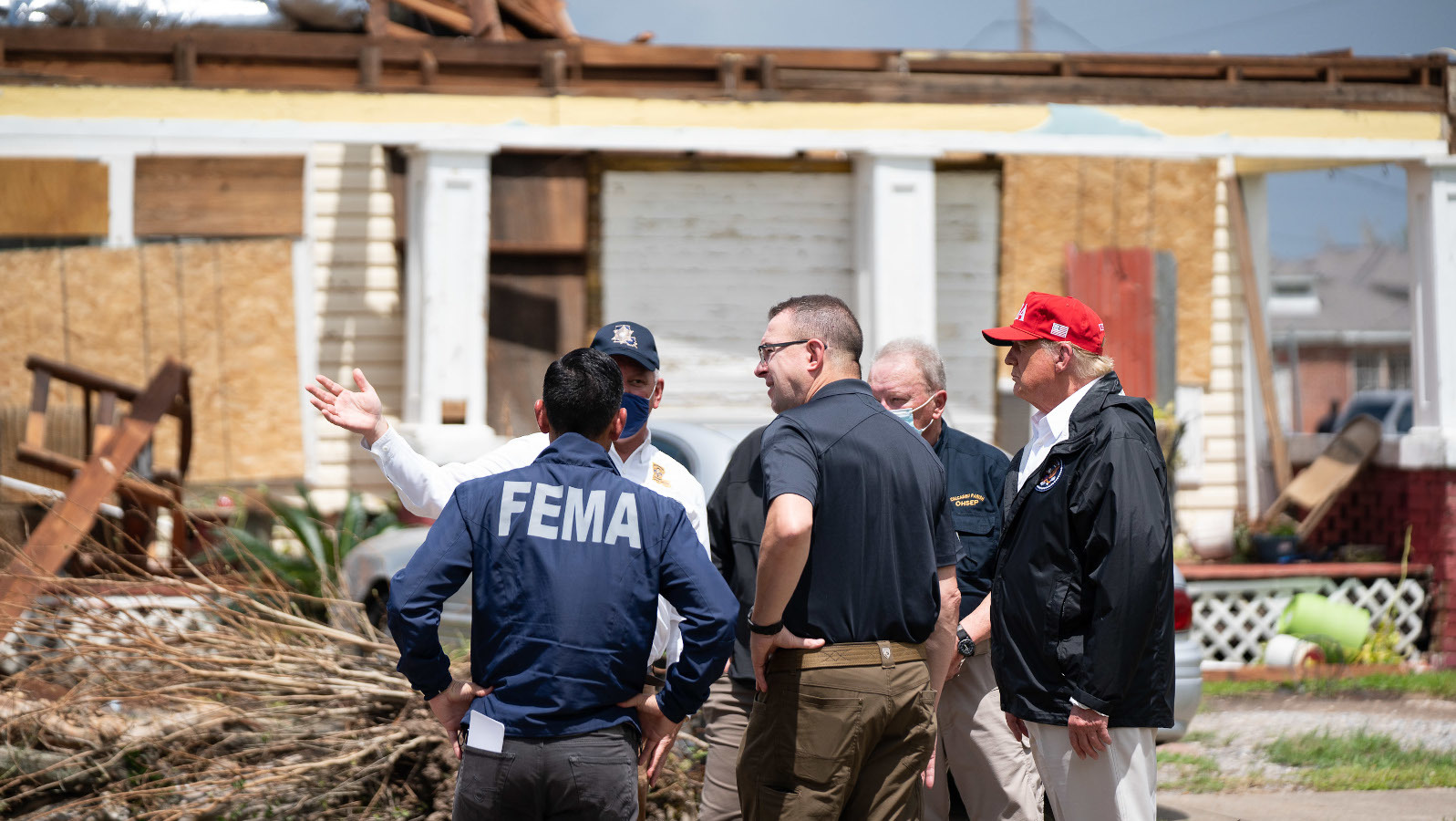President Trump views damanages caused by Hurricane Laura, the first of two hurricanes to make landfall and cause damages in Lake Charles, Lousiana. - The White House/Wikimedia Commons President Trump views damanages caused by Hurricane Laura, the first of two hurricanes to make landfall and cause damages in Lake Charles, Lousiana. - The White House/Wikimedia Commons