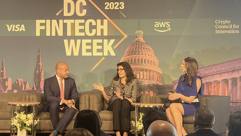 CCI CEO Sheila Warren (pictured center) at DC Fintech Week in Nov. 2023 - X/crypto_council