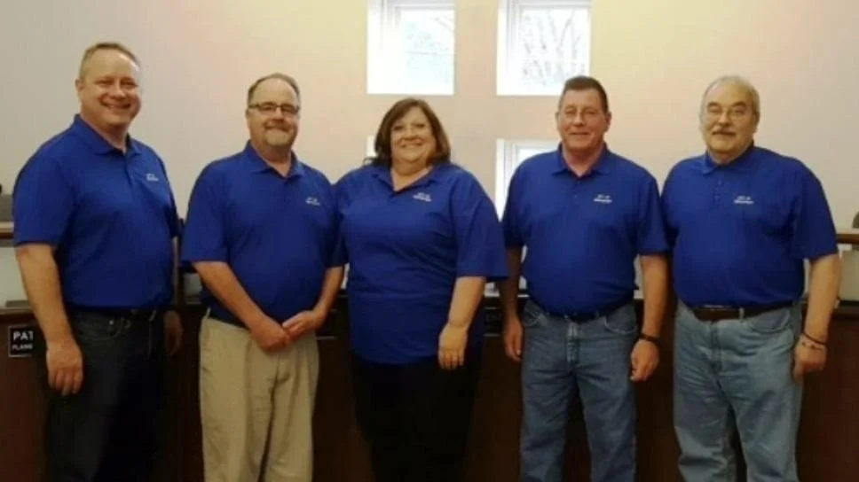 From left to right: Patrick Pickett, Mayor Lance Westcamp, Becky Hutson, Brent Fridley, Bruce Boyer