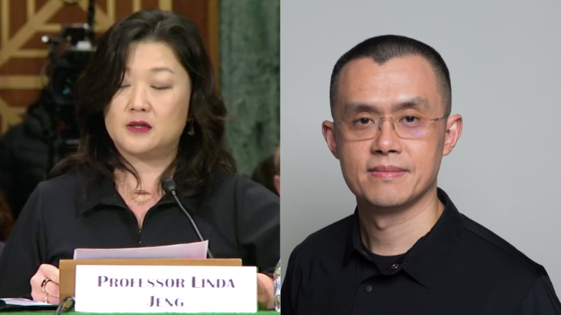 Professor Linda Jeng and Binance CEO CZ - banking.senate.gov | Provided Photo