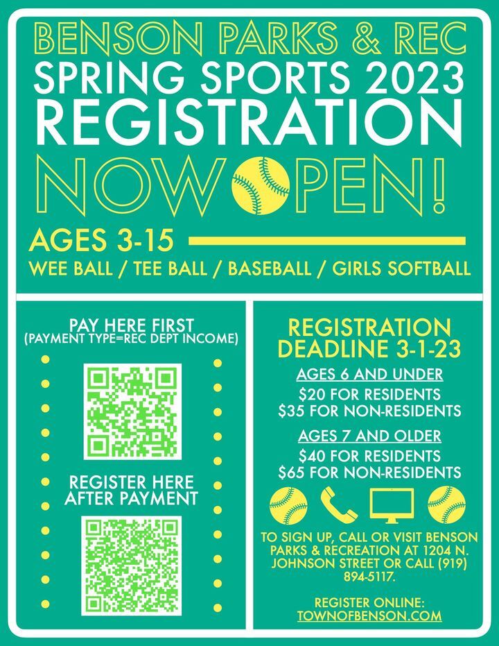 TOWN OF BENSON PARKS AND RECREATION DEPARTMENT: Is Gearing Up for the Spring!