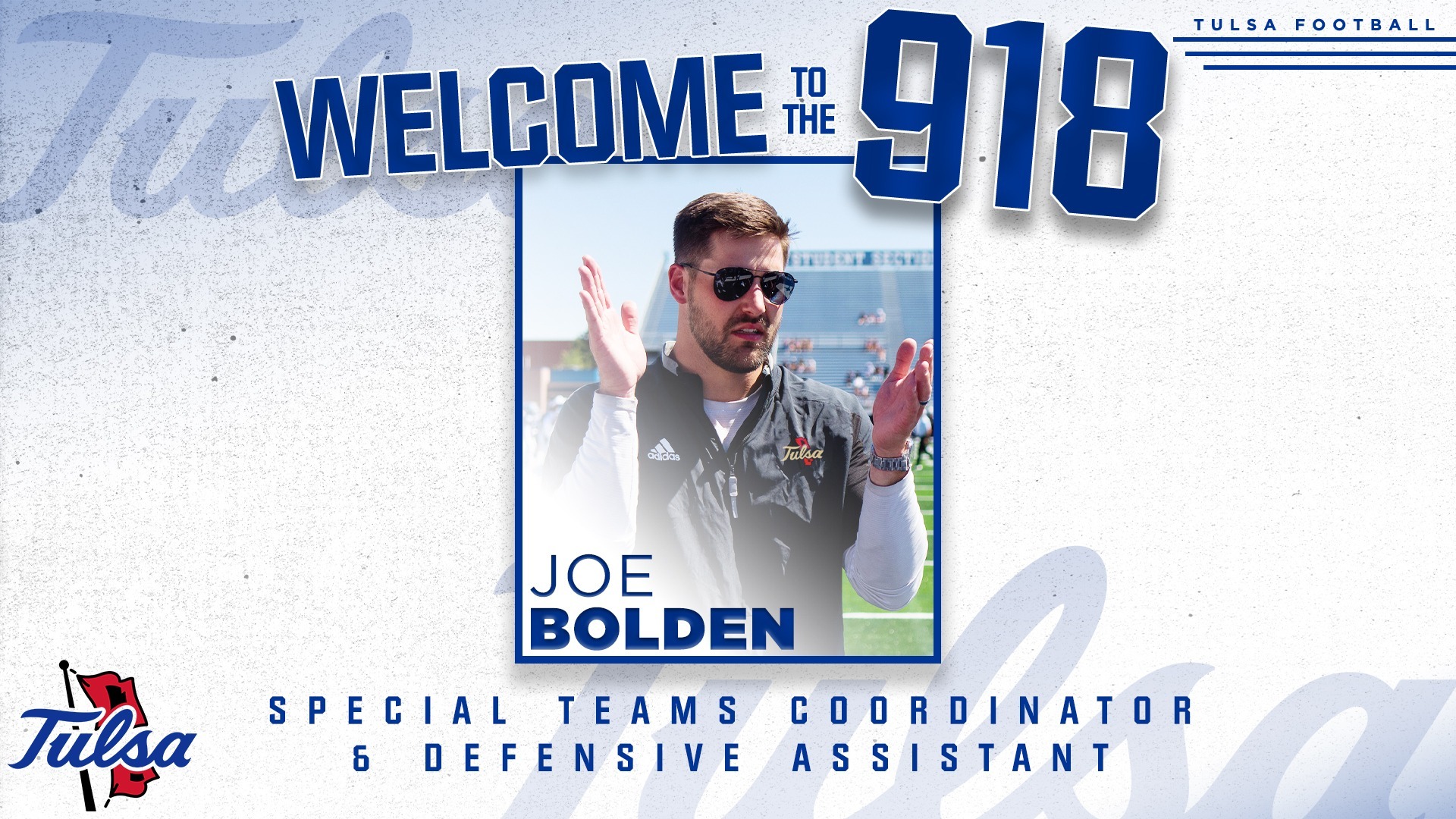 University of Tulsa Names Joe Bolden to Football Coaching Staff