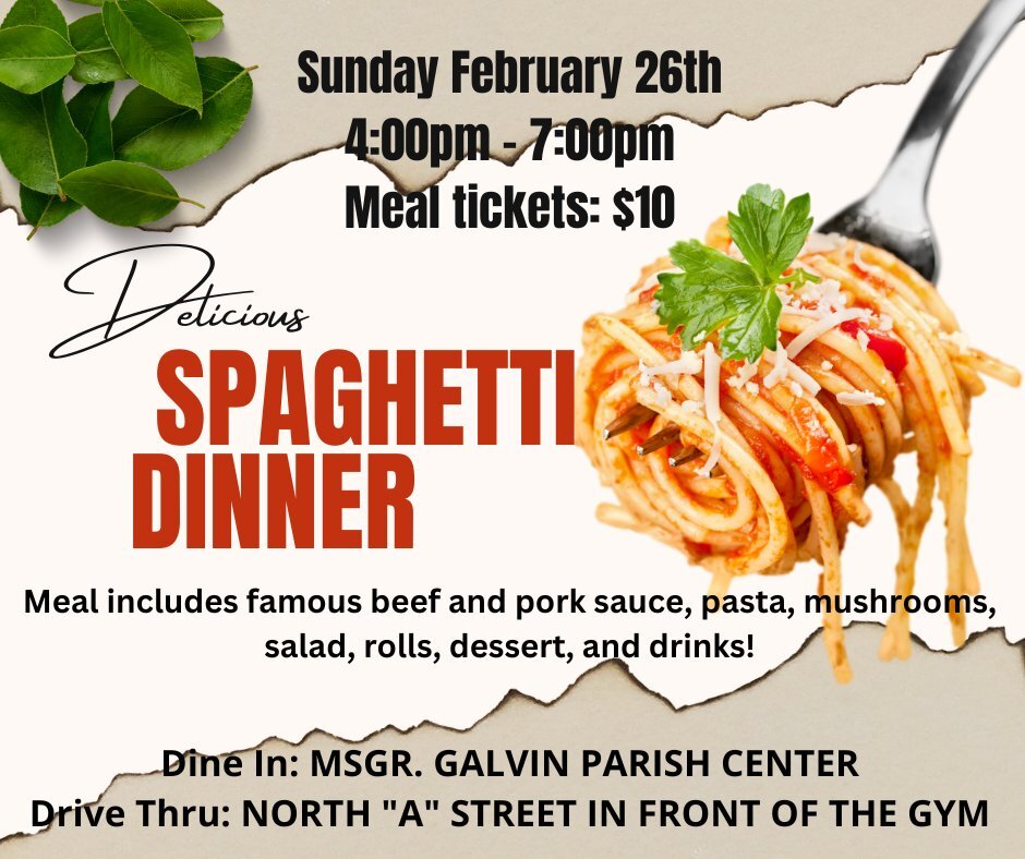 Immaculate Conception School’s 52nd Annual Spaghetti Dinner to be held Feb. 26, 2023