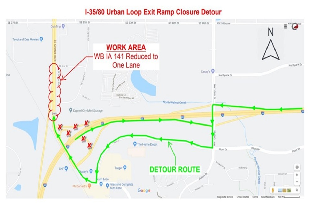 IOWA DEPARTMENT OF TRANSPORTATION: Urban Loop Exit Ramp Closure Detour