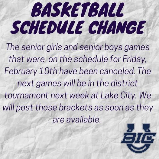 Basketball Schedule Change Basketball Schedule Change