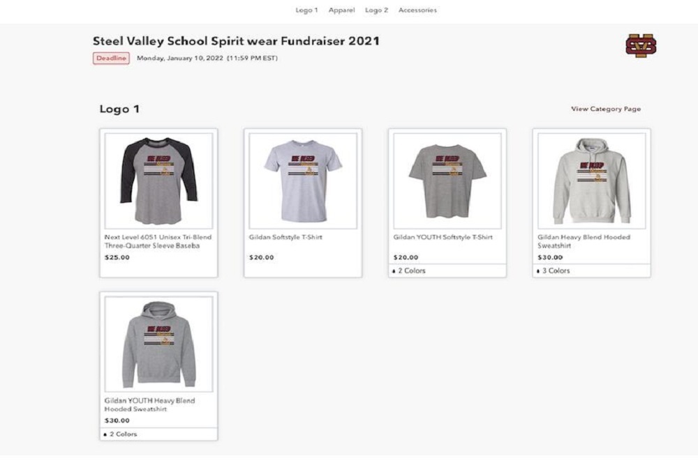 Steel Valley School Spirit wear Fundraiser 2021