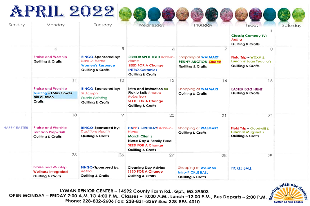 Harrison County’s Senior Centers April Highlights Harrison County’s Senior Centers April Highlights