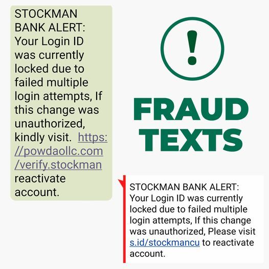 Be Aware of Phone Calls and Fraudulent Texts