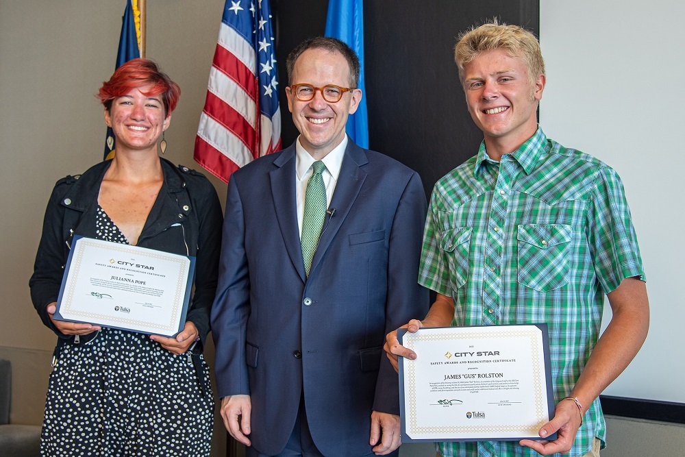 City of Tulsa Mayor Bynum Recognized Two Tulsa Parks Lifeguards with CityStar Awards