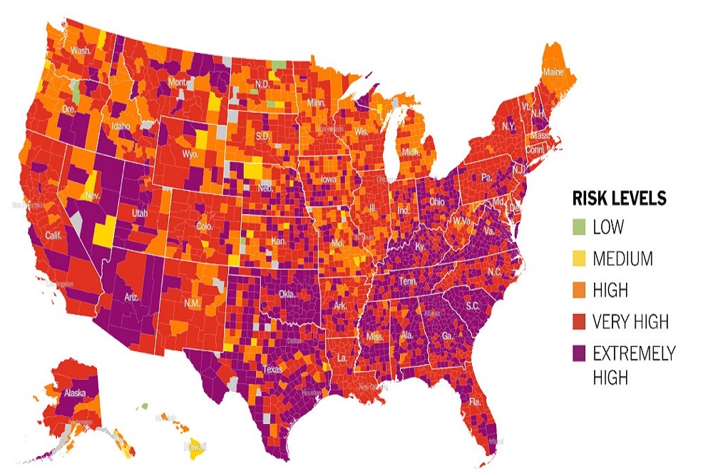 Map: COVID-19 transmission levels in Wisconsin by county