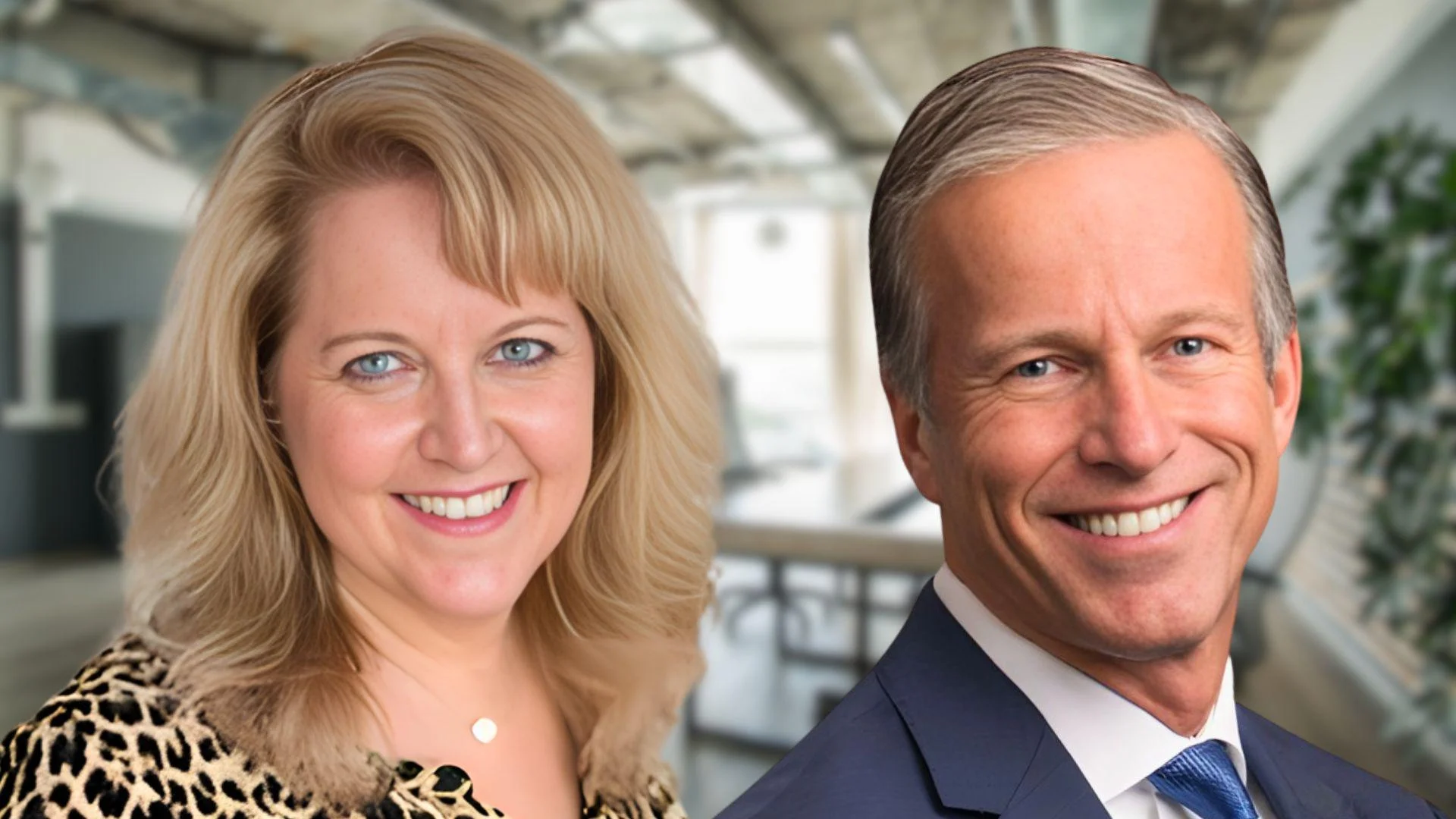 Robyn Sachs, MD Voter Integrity Group Associate Sachs (left), Senate Majority Leader John Thune (right)