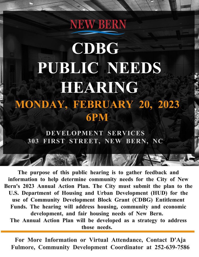 CITY OF NEW BERN: Hosting a Public Hearing February 20, 2023