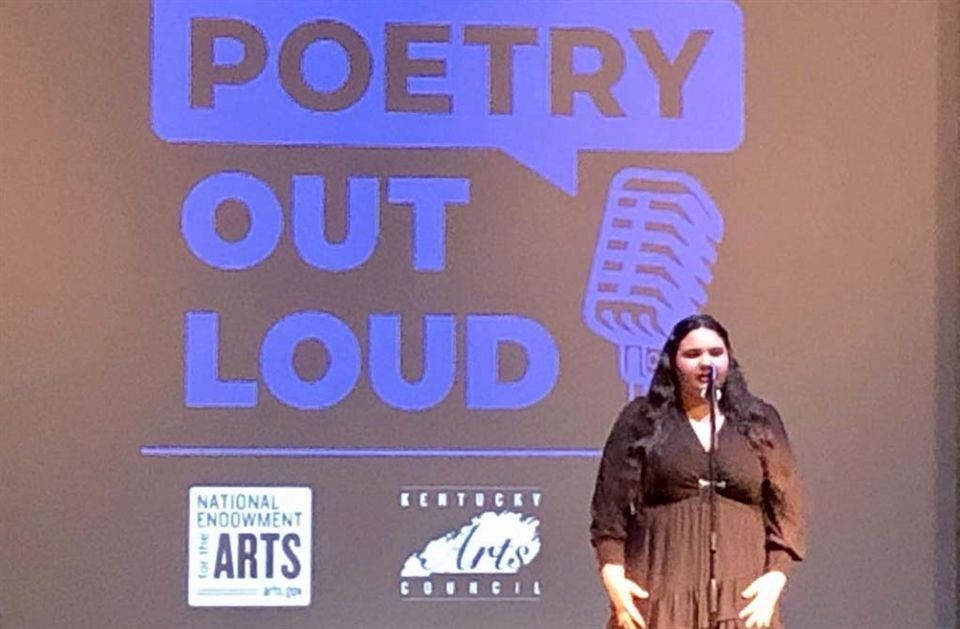 Milan Mack ’25 competes at Poetry Out Loud state finals