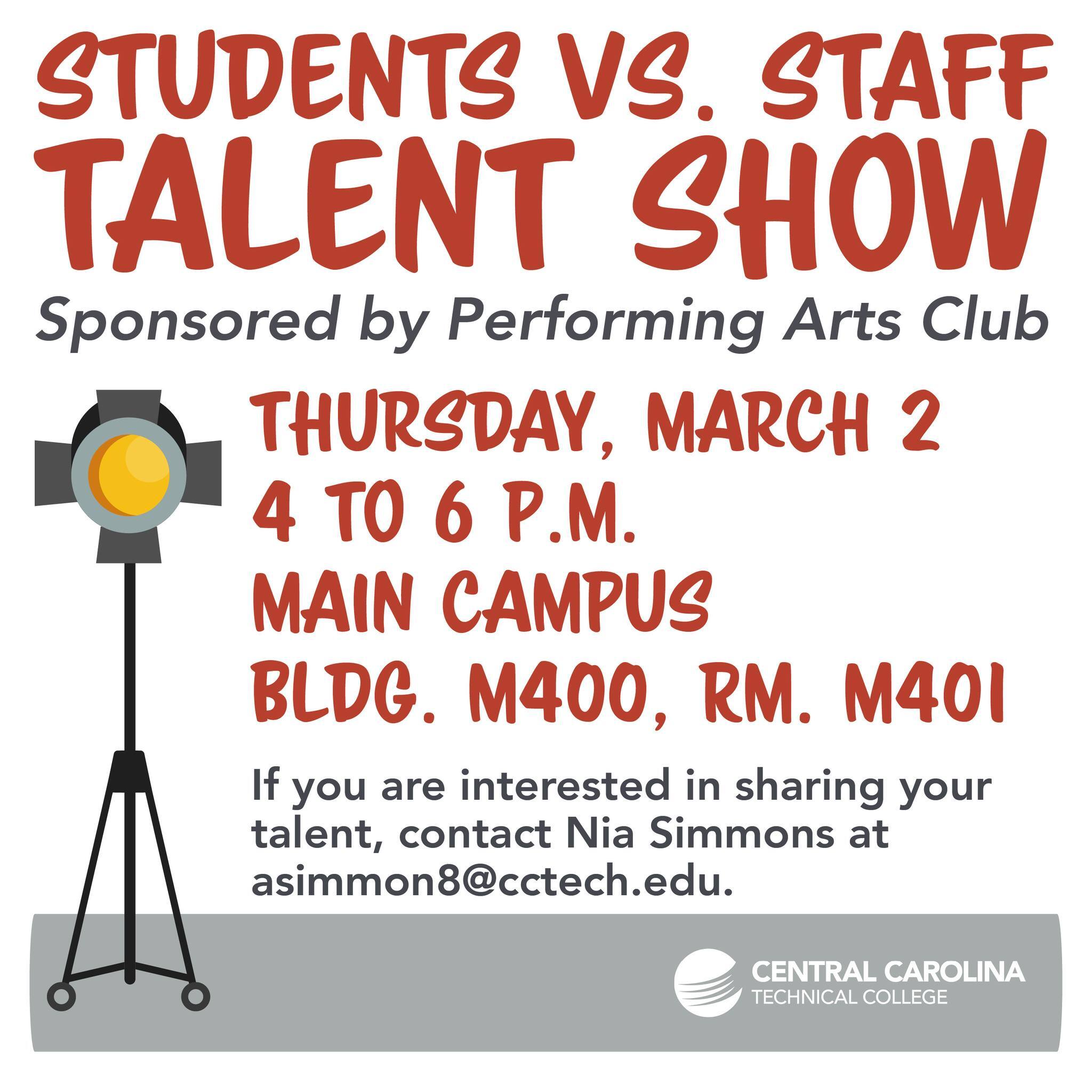 Students vs. Staff Talent Show on Thursday,