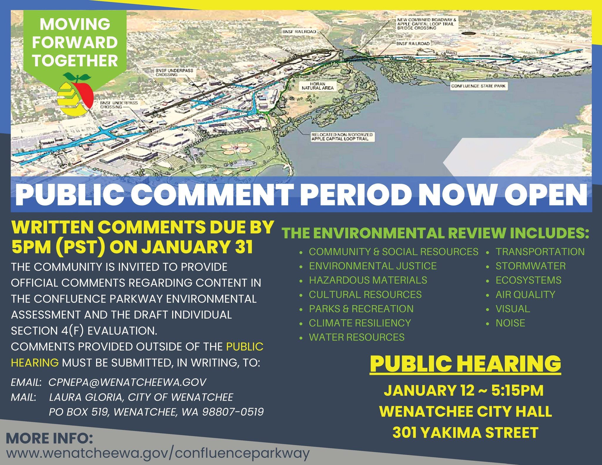 The Confluence Parkway Project Environmental Assessment and Draft Individual Section 4(f) Evaluation are now available for the public!