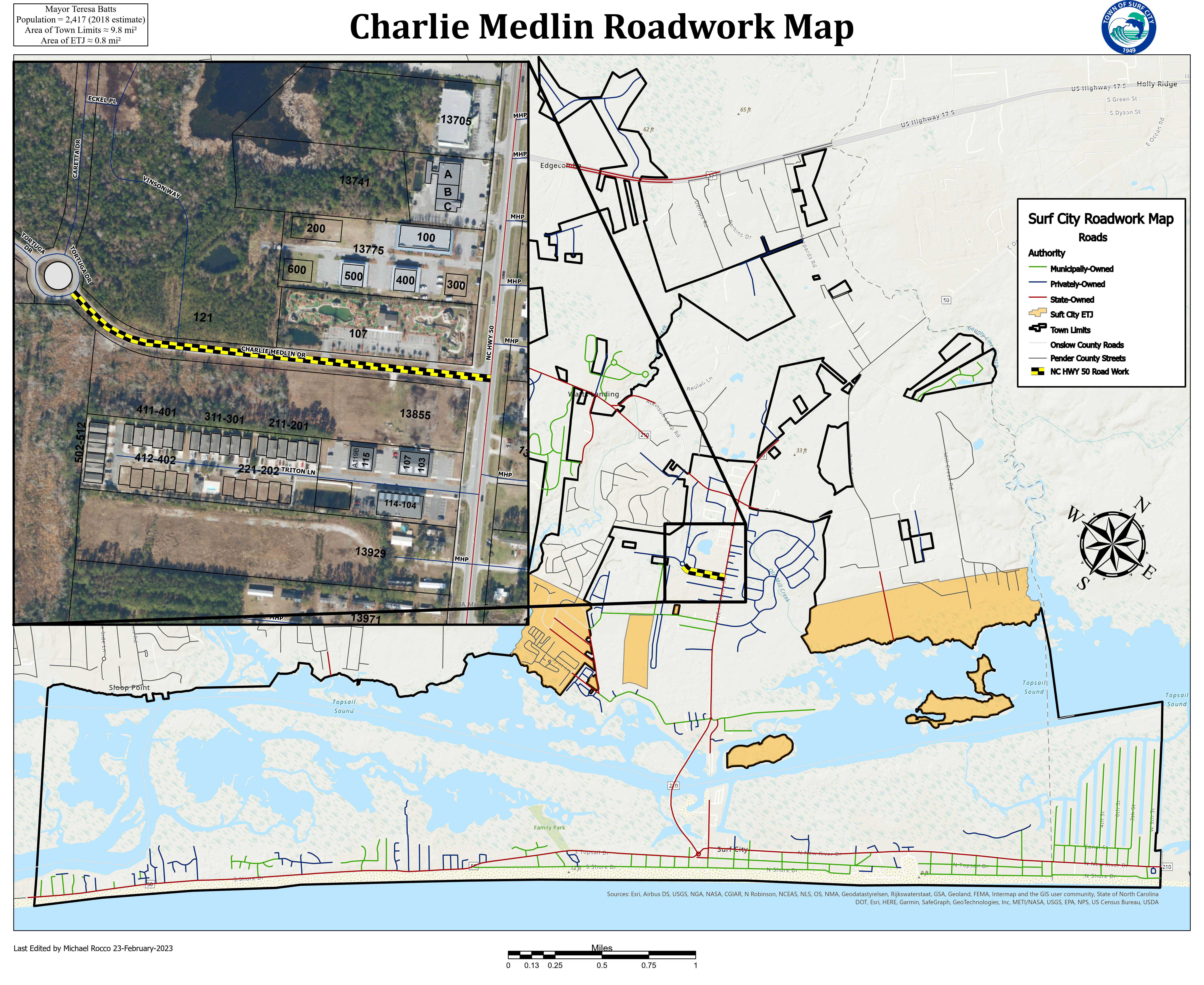 TOWN OF SURF CITY: Notice of Traffic Interruptions | Charlie Medlin Drive