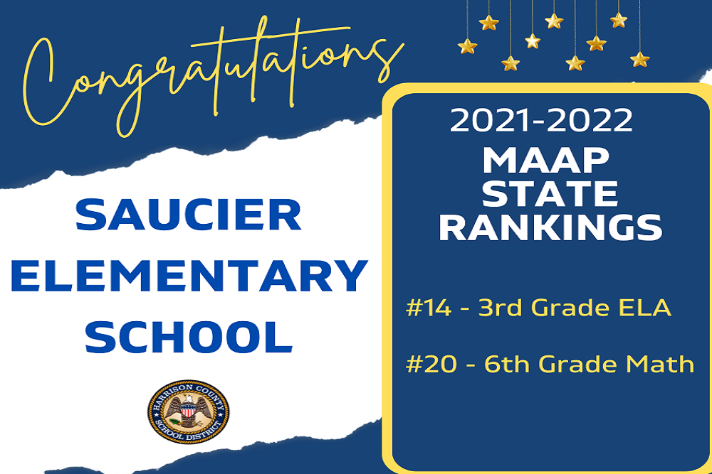 Harrison County School District MS – Congratulations to Saucier Elementary School for Ranking #14 in the State in 3rd Grade ELA and #20 in the State in 6th Grade Math!