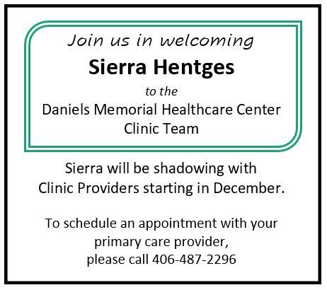 Daniels Memorial Healthcare Center Welcomes Sierra Hentges