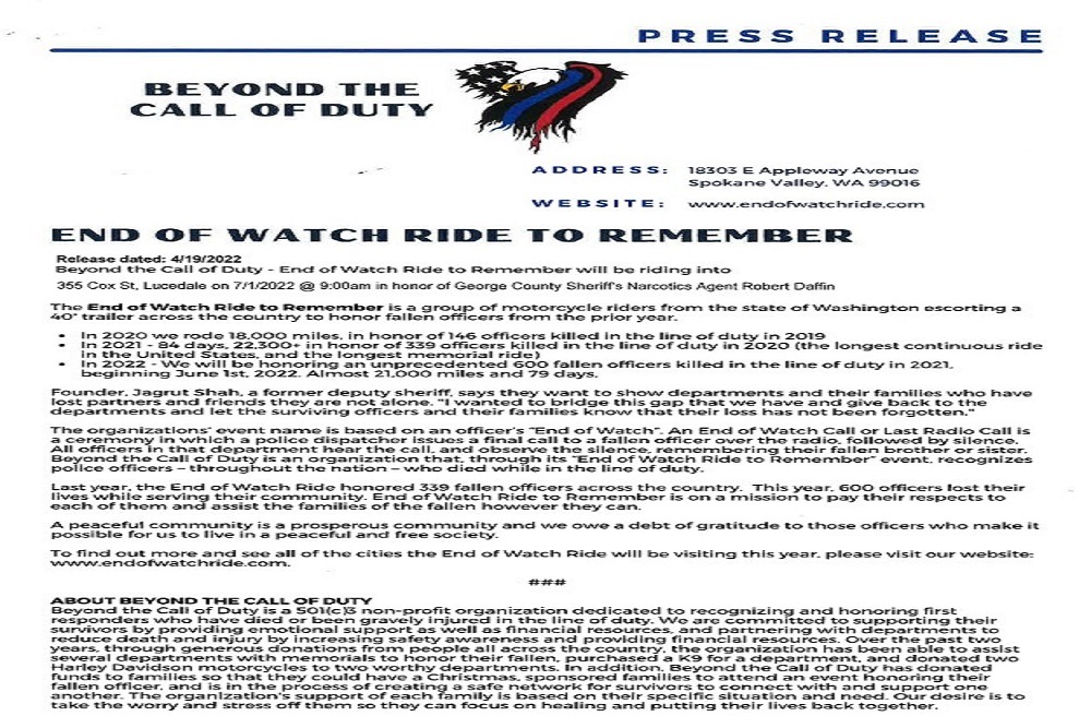 George County Sheriff’s Office – The End of Watch Ride to Remember