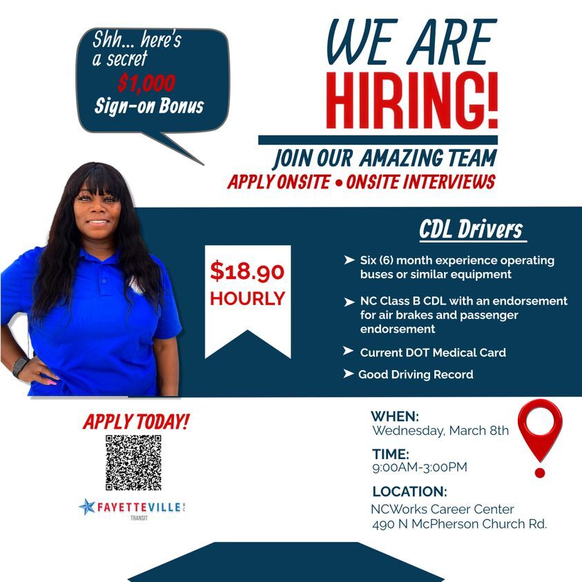 CITY OF FAYETTEVILLE: Currently Seeking Transit Operators