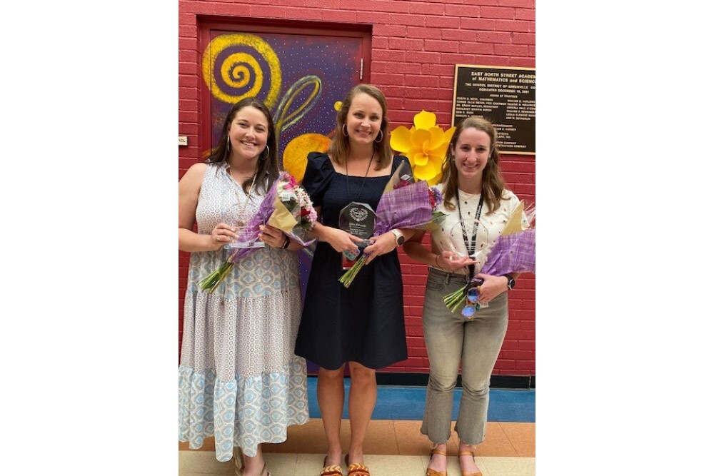 Three Greenville County Schools teachers surprised with National Girls on the Run Volunteer award