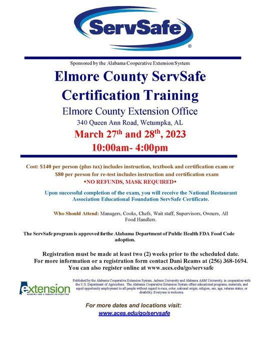 Elmore County ServSafe Certification Training