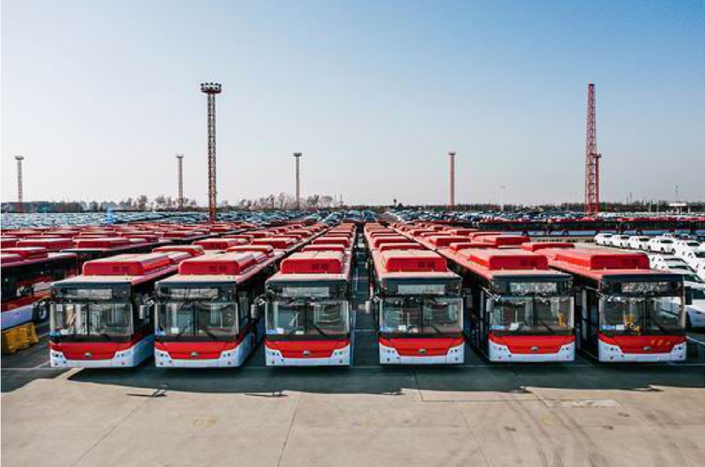 China delivered 100 electric buses to the Port of San Antonio last month.