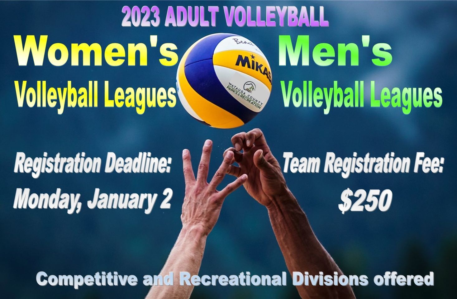 COUNTY OF WATAUGA PARKS AND RECREATION DEPARTMENT: Women’s and Men’s Volleyball Leagues