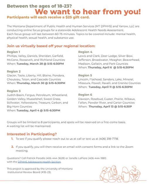 Anaconda-Deer Lodge County Public Health Department: Join Us for Our Regional Focus Groups